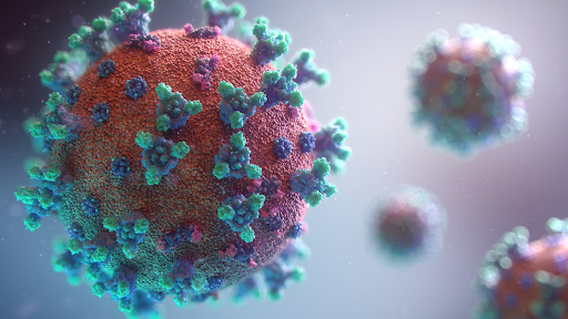 CG image of COVID-19 viruses.